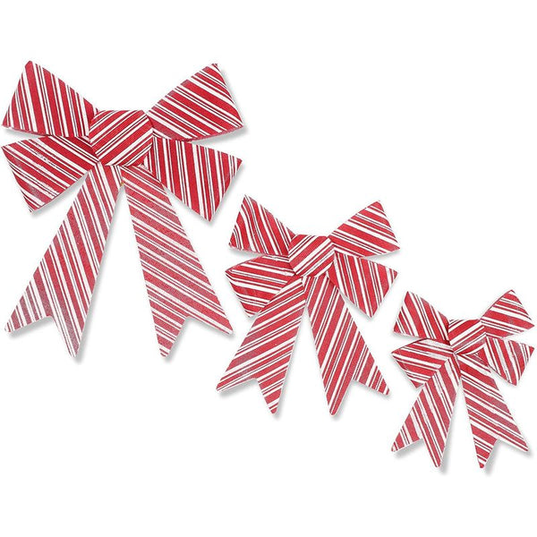 Bows for Gift Wrapping, White and Red Striped Bow (3 Sizes, 9 Pack)