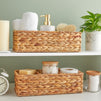 Farmlyn Creek 3 Section Wicker Baskets for Shelves, Hyacinth Storage Baskets for Bathroom Organizing, 2 Pack (14.4 x 6 x 4.3 in)