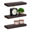 Set of 3 Dark Brown Wooden Floating Shelf for Nursery, Office, Bedrooms, Space Saving (15.7 x 5.5 x 1.5 In)