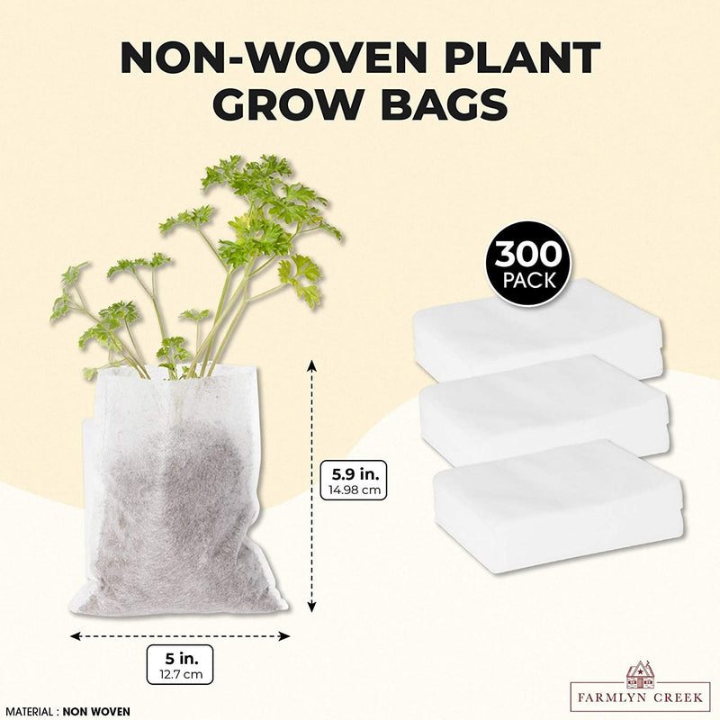 300-Pack Non-woven Fabric Grow Nursery Seedling Bags Planter for Vegetables Plants