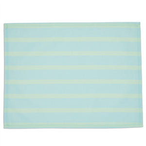 Set of 6 Placemats 13 x 17 in, Blue Green Striped Washable Place Mats for Kitchen & Dining Table Decoration