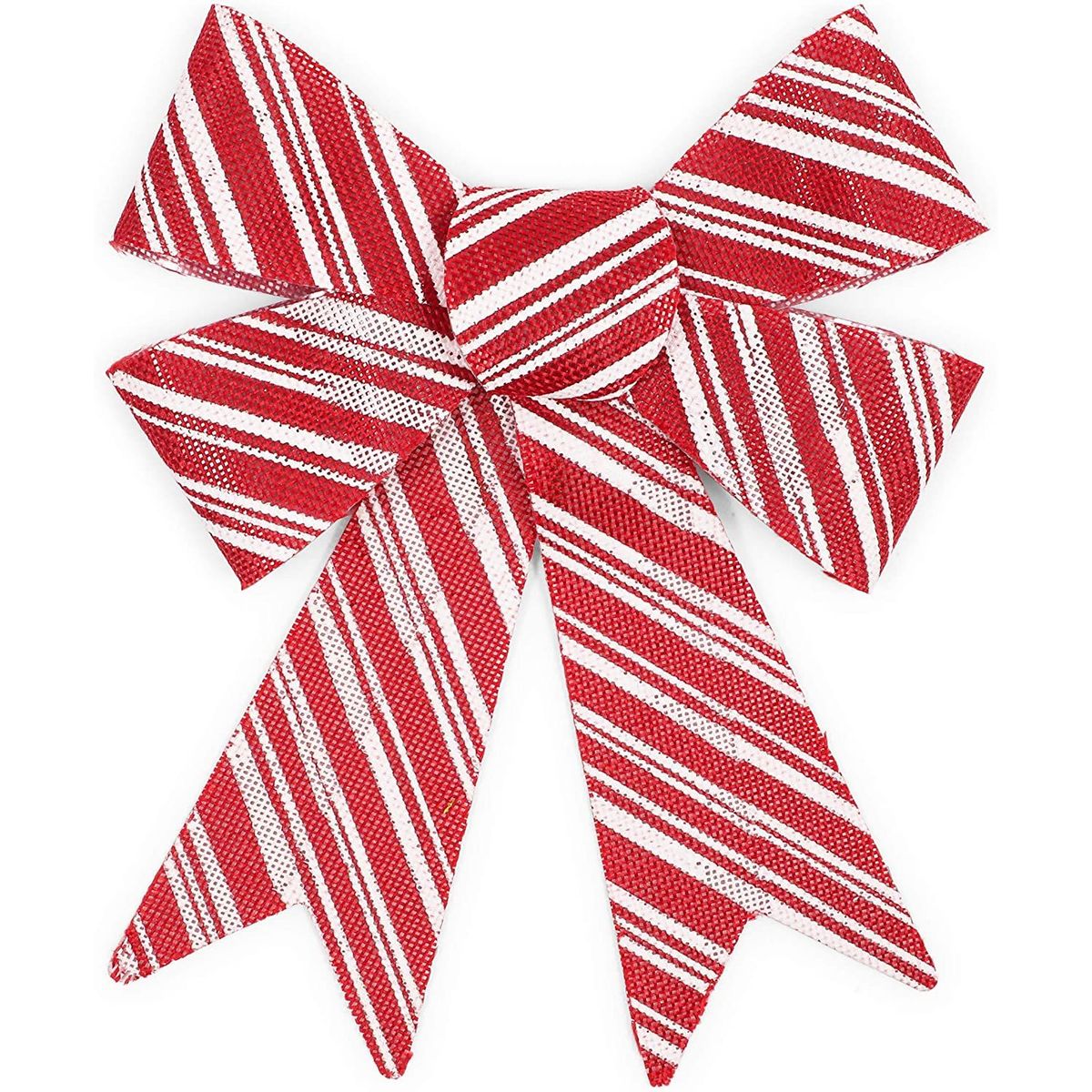 WILLBOND Christmas Red White Bow Red White Stripe Christmas Bow Candy Cane  Pattern Burlap Bow Large Wreath Bow Decorative Ribbon Bows Bow for Tree