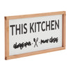 Wooden Rustic Kitchen Wall Decor Sign, This Kitchen Always Open Never Closes (16 x 8 In)