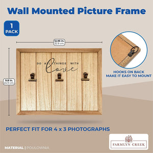 Wall Mount Rustic Picture Frame with Clips for 3 x 4 Inch Photos (Brown, 12.5 x 9.8 in)