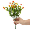 8 Pack Orange Artificial Faux Flowers with Fake Eucalyptus Leaves for Outdoor Garden Decorations, 6 x 13.5 in.