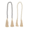 Set of 4 Farmhouse Wood Beads with Tassels, Decorative Wooden Garlands for Table, Shelf, or Wall Decor (27 in)