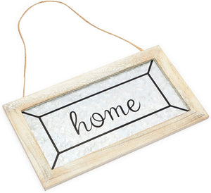Hanging Wood Sign Farmhouse Decor, Home (10.6 x 5.9 Inches)