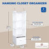 Farmlyn Creek 4-Shelf Hanging Closet Organizer with Pockets (White, 12 x 11.5 x 33.6 in)