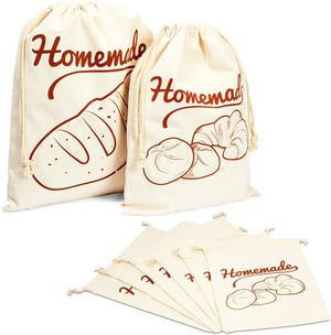 Cotton Bags for Homemade Bread Storage (2 Sizes, 6 Pack)