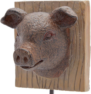 2-Pack Wall Mounted Metal Iron Pig Animal Decorative Wall Hooks for Coats Brown 3.8"x7"x3.5"