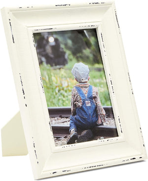Farmlyn Creek Distressed Wood Picture Frame for 5 x 7 Inch Photos, Rustic White