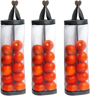 Set of 3 Mesh Produce Hanging Storage Bag, Kitchen Fruit & Vegetables Organizer Clear 4.5"x16"