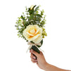 Yellow Rose and Eucalyptus Flower Bouquet, Artificial Floral Arrangement (14 x 7 In)