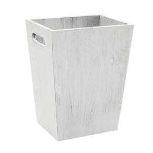 2 Piece Rustic Bathroom Trash Can Set with Handles for Bedroom, Living Room, Office (White-Washed, 2 Sizes)