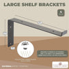 4 Pack Metal Shelf Brackets & Hardware for Shelving & Home Decor, Black, 12 x 1.5 x 5.7 in.