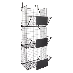 3-Tier Hanging Basket Organizer, Metal Wire Over Door Fruit Storage Bins for Vegetables, Snacks, Kitchen and Pantry Organization, Home Decor (Black, 11.7 x 32 x 12 Inches)