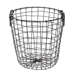 Round Black Wire Laundry Baskets with Handles (Metal, 8.5 x 11 In, 2 Pack)