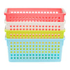 4 Pack Plastic Storage Baskets with Handles, Small Bathroom Organizing Bins for Shelves and Laundry, 4 Colors, 11.5x5x5 inches