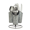 Rotating Kitchen Utensil Holder for Countertop with 3 Compartments, Galvanized Flatware Caddy (6 x 10 In)