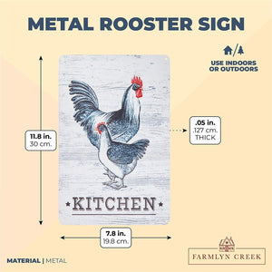 Farmlyn Creek Metal Chicken Sign for Kitchen and Home Decor (7.8 x 11.8 Inches)