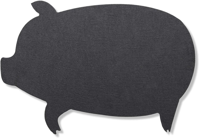 Slate Cheese Board Plate, Pig Design (11 x 8 Inches, Black)