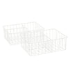 2 Pack White Wire Baskets for Kitchen, 3 Compartment Bin for Cabinet Shelves, Drawers (10 x 8 x 3.7 In)