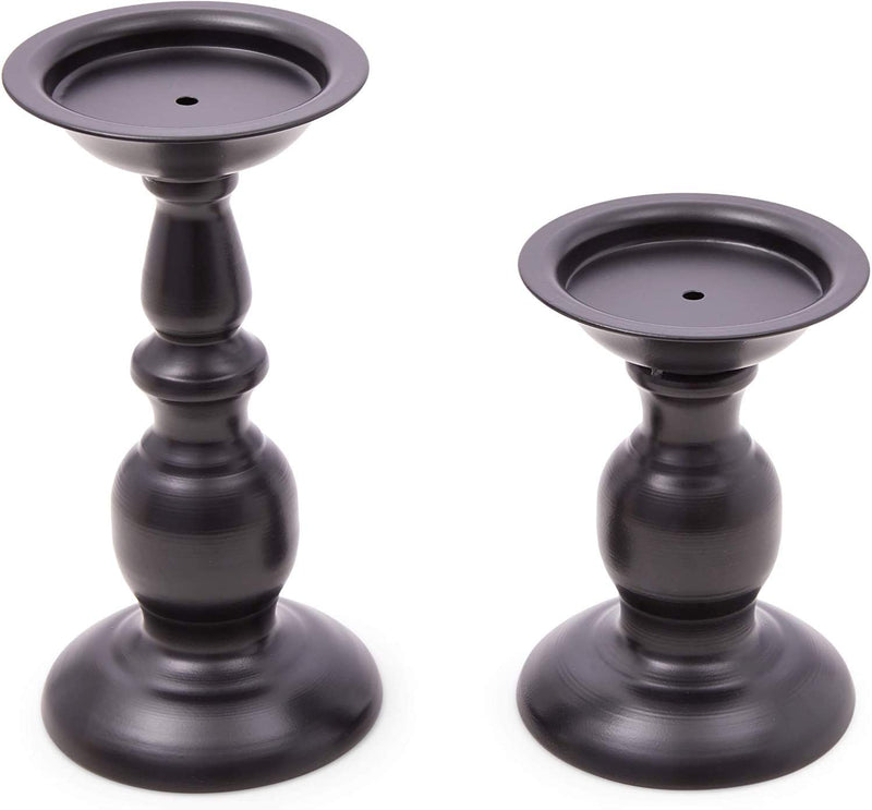Metal Candle Holders Set for Coffee Table Decor (Black, 2 Pieces)