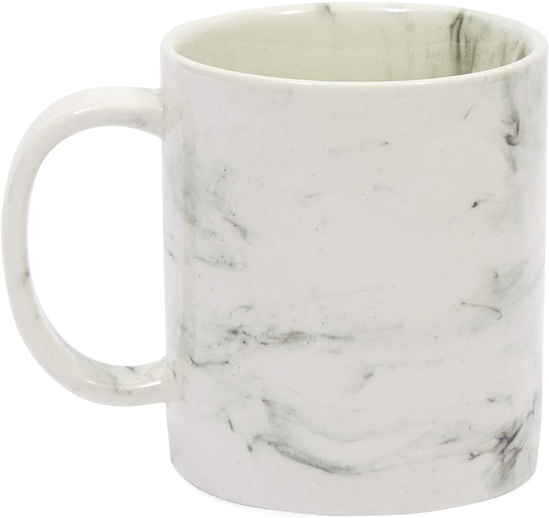 White Marble Ceramic Coffee Mug, Letter H Monogrammed Gift (11 oz)