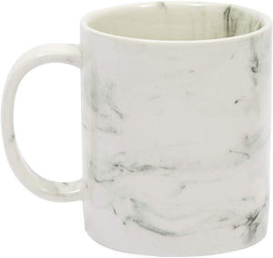 White Marble Ceramic Coffee Mug, Letter W Monogrammed Gift (11 oz)