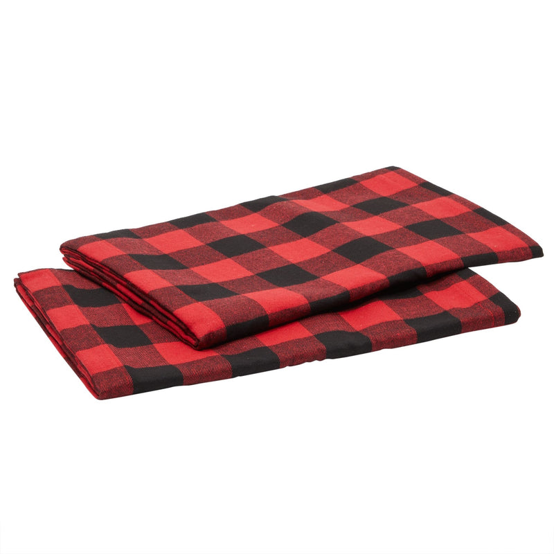 2-Pack Farmhouse Table Runner with Buffalo Plaid Design, 6-Foot Reversible Burlap and Cotton Checkered Table Cloth for Birthdays, Wedding Shower, and Anniversary (14x72in, Red and Black)