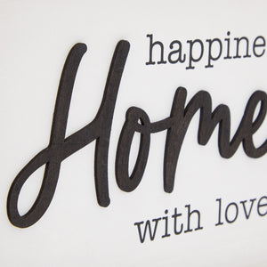 Wooden Happiness is Homemade Sign for Farmhouse Style and Rustic Kitchen Wall Decor (16 x 8 In)