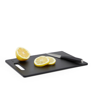 2 Pack Small Plastic Cutting Boards for Kitchen with Handles for Food, Fruits, Vegetables (Black, 7.7 x 11.6 In)