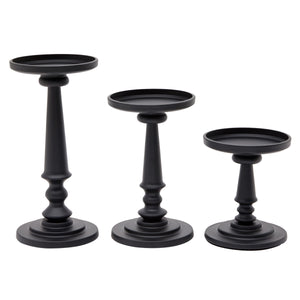 Set of 3 Farmhouse Matte Black Candle Holder for Pillar Candles, Home, Kitchen, Metal Table Decor (3 Sizes)