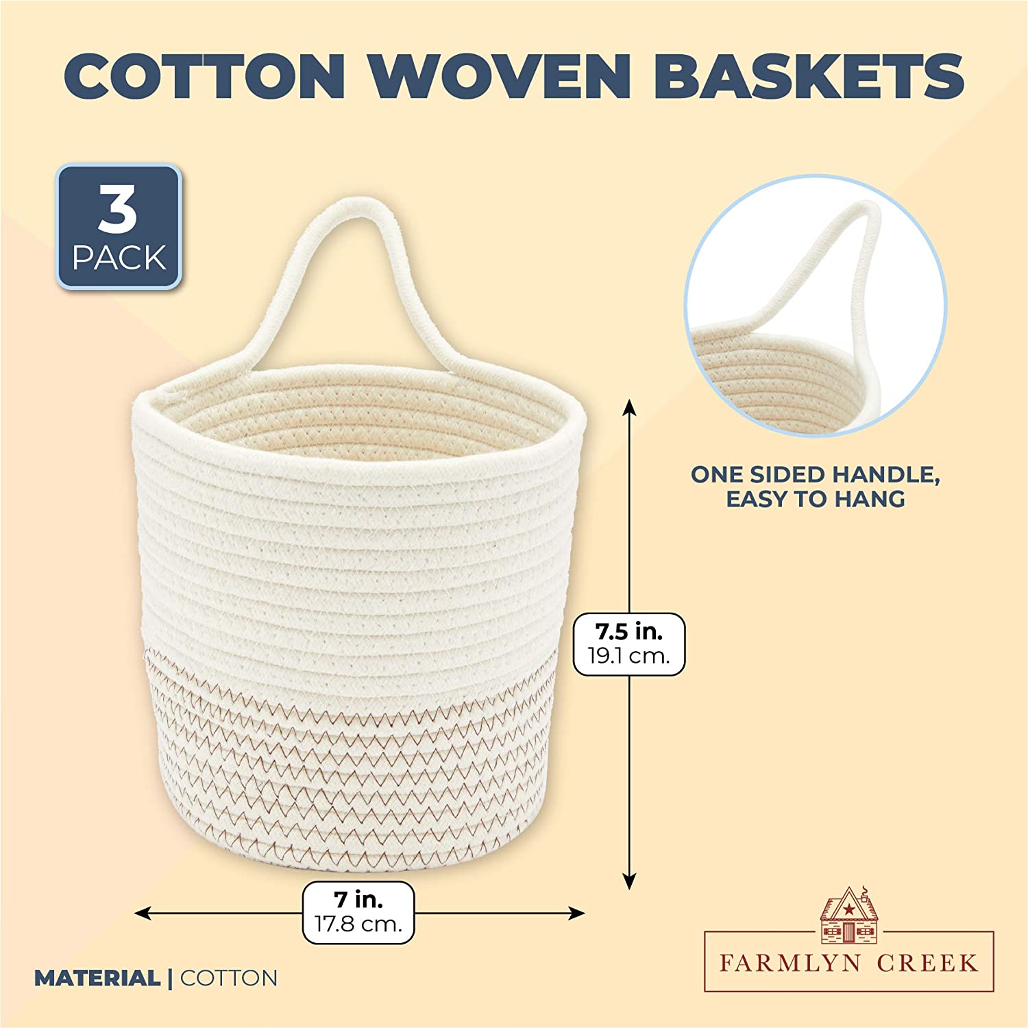 Farmlyn Creek Cotton Woven Baskets for Storage, Light Blue Organizers