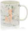 White Marble Ceramic Coffee Mug, Letter J for Monogrammed Gift (11 oz)