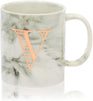 White Marble Ceramic Coffee Mug, Letter V Monogrammed Gift (11 oz)