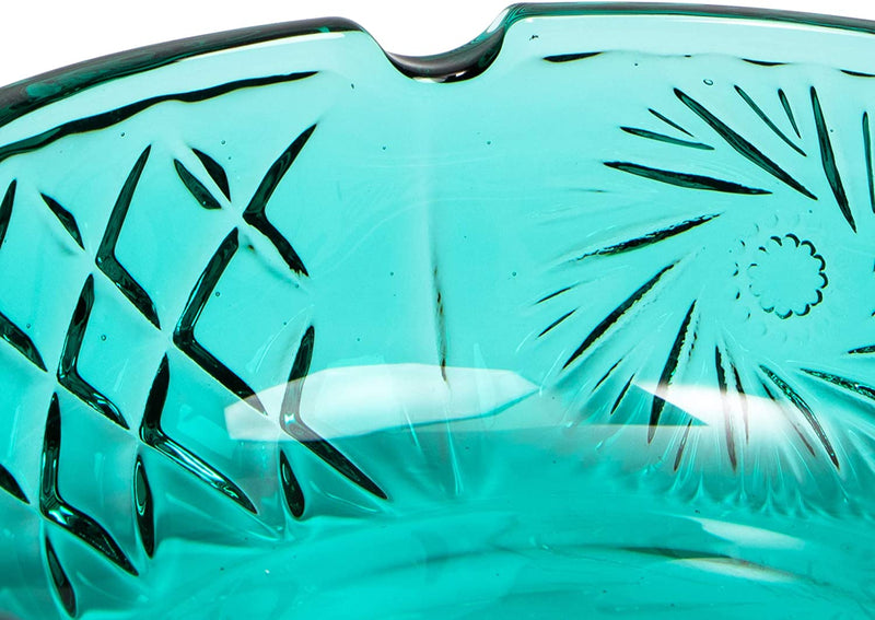 Round Glass Ashtray in Teal (5 Inches)