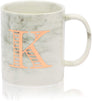 White Marble Ceramic Coffee Mug, Letter K Monogrammed Gift (11 oz)