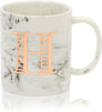 White Marble Ceramic Coffee Mug, Letter H Monogrammed Gift (11 oz)