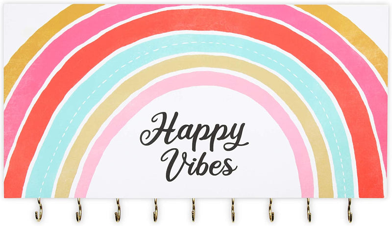 Wall Mounted Jewelry Organizer, Happy Vibes (14 x 8 x 1 In)