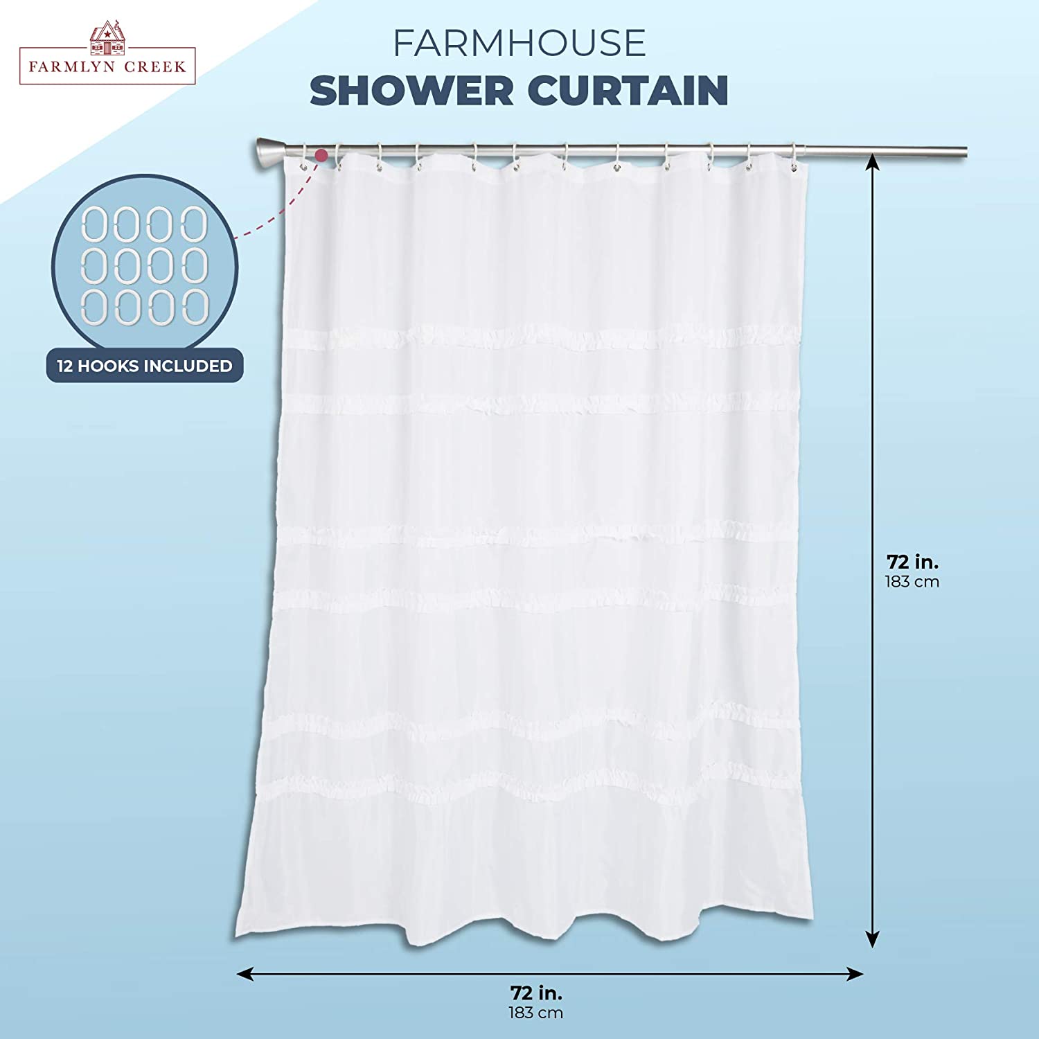 Farmhouse Shower Curtain Set with 12 Hooks, Rustic Bathroom Decor (72 –  Farmlyn Creek