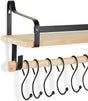 Floating Kitchen Shelf with 8 S Hooks, Wall Mounted (15.75 x 7 x 7 Inches)