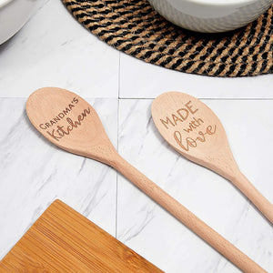 Wooden Serving Spoon Gift Set, Grandmas Kitchen, Made with Love (14 In, 2 Pack)