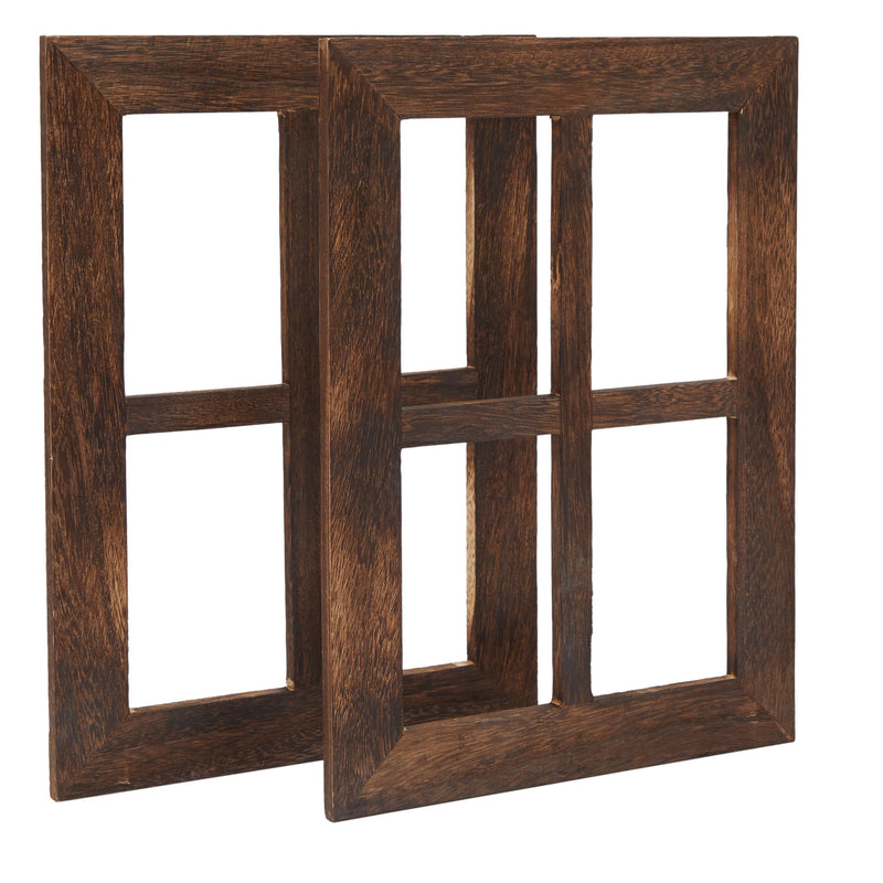 Rustic Window Frame Panes and Arrows, Hanging Farmhouse Decor (Brown, 11 x 15 In, 4 Pieces)