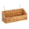 2 Pack Wall Mounted Hyacinth Storage Baskets with Hooks for Bathroom, Laundry Room, Nursery (15 x 6 x 6 Inches)