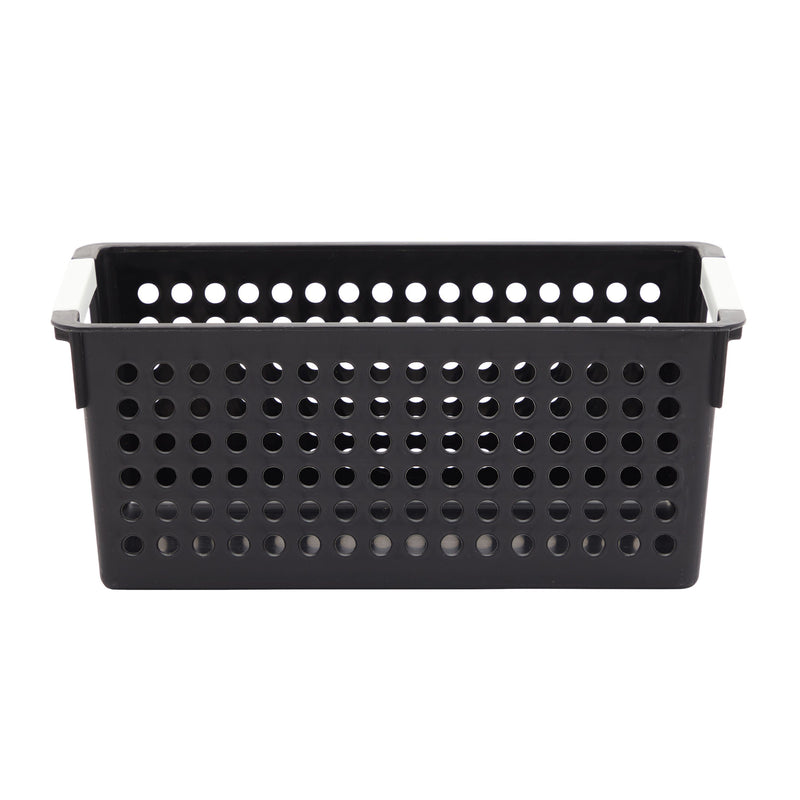 Black Plastic Baskets with Handles for Bathroom, Laundry Room, Closet Organization (4 Pack)