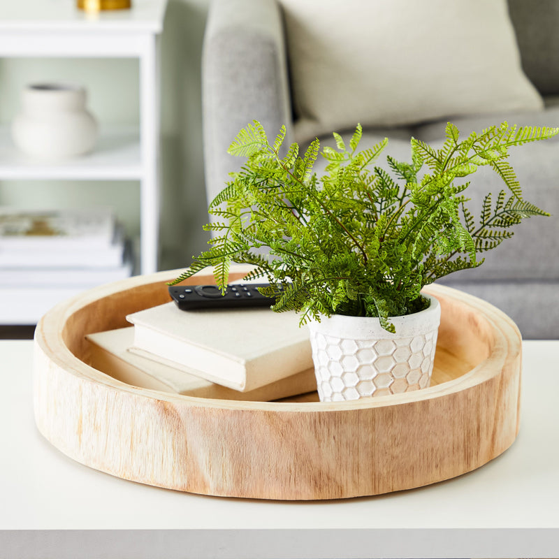 Decorative Round Wooden Trays for Decor, Coffee Tables, Rustic Home Decorations (18 x 3 In)