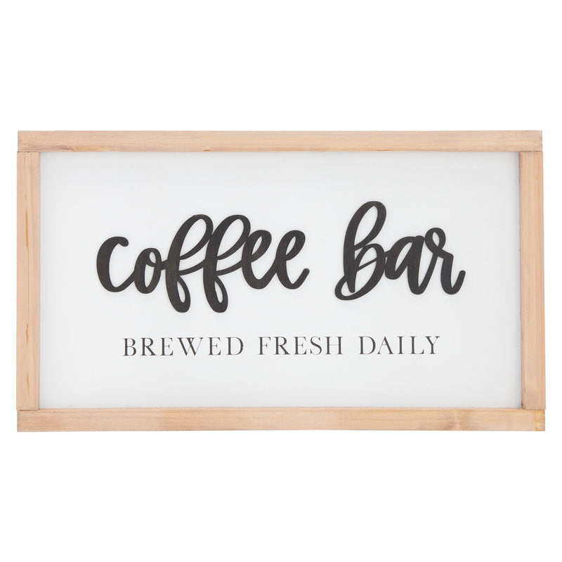 Wooden Farmhouse Coffee Bar Decor Sign with Hooks, Kitchen Coffee Decor (16 x 9 In)