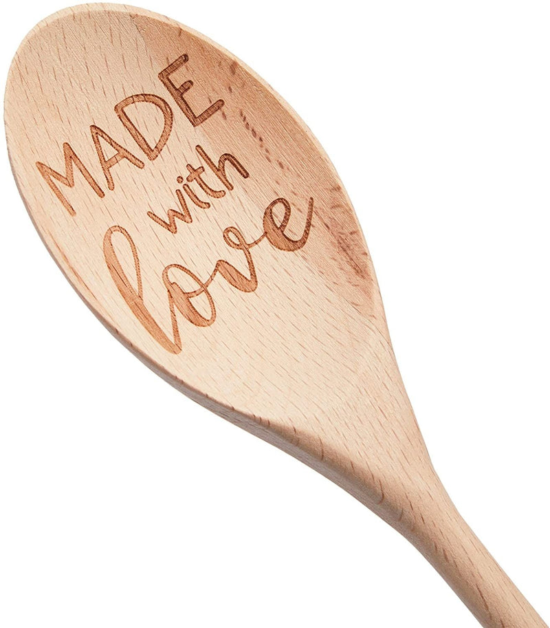 Wooden Serving Spoon for Cooking, Made With Love, Gift (13.75 Inches)