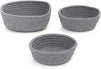 Round Woven Storage Baskets, Grey (3 Sizes, 3 Pack)